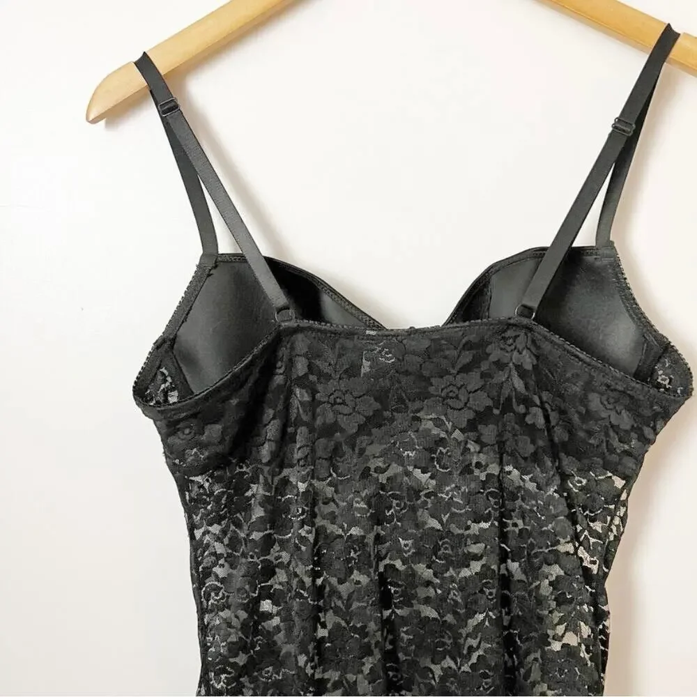Rampage Intimates Stretch Black Lace Lingerie Slip Dress Sz 2X Glam Goth